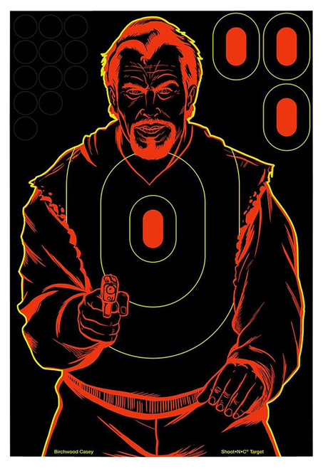 Birchwood Casey 34643 Shoot-N-C Reactive Target Self-Adhesive Paper Black/Red 12"x18" Bad Guy Silhouette 100 Pack TSW|136594
