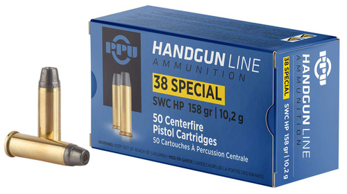 PPU PPH38SH Handgun 38Special 158gr Semi Wadcutter Hollow Point 50 Per Box/10 Case TSW|120055