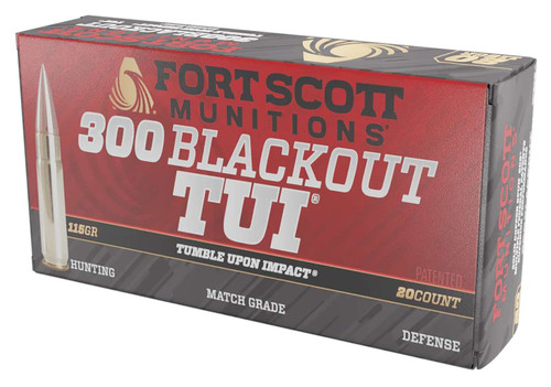 Fort Scott Munitions 300115SCV Tumble Upon Impact (TUI) 300Blackout 115gr Solid Copper Spun 20 Per Box/25 Case TSW|133850