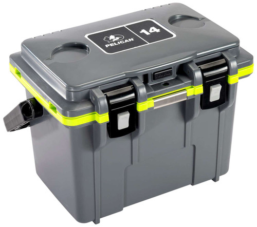 PELICAN 14Q-1-DKGRYEGRN 14QT ELITE COOLER GRY/GRN TSW|157904