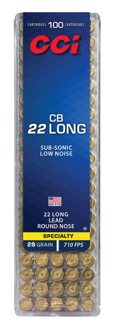 CCI 0038 Specialty CB Subsonic 22Long 29gr Lead Round Nose 100 Per Box/50 Case TSW|63206
