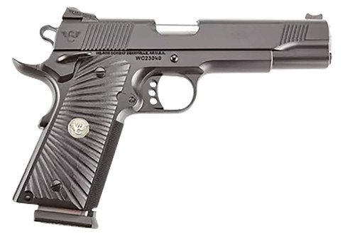 Wilson Combat CQBFS45A CQB Full Size Frame 45 ACP 8+1 5" Match Grade Barrel, Black Serrated Carbon Steel Slide, Black Armor-Tuff Carbon Steel Frame w/Beavertail, Black G10 Starburst Grip TSW|141964