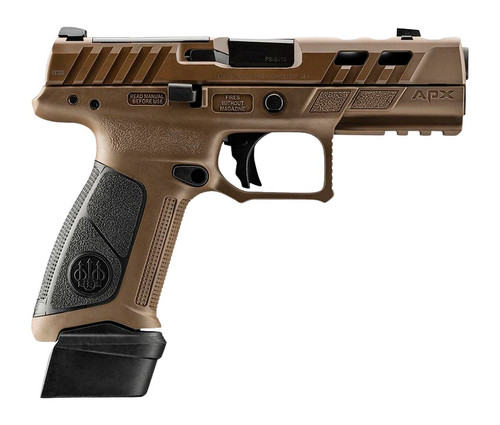 Beretta USA JAXA1F915PTFDE APX A1 Full Size Frame 9mm Luger 15+1 4.25" Ported Barrel, Flat Dark Earth Steel Optic Ready/Ported/Serrated Slide, Polymer Frame w/Picatinny Rail, Textured Grip, Ambidextro
