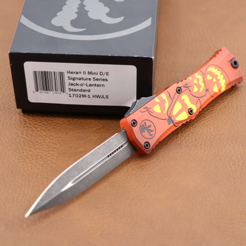 Microtech Hera® II Mini Double Edge Signature Series Jack-O'-Lantern Std 1702M-1HWJLS 1702M-1HWJLS