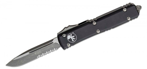 Microtech Ultratech Single Edge Apocalyptic Partial Serrated Black Handle 121-11AP 121-11AP.