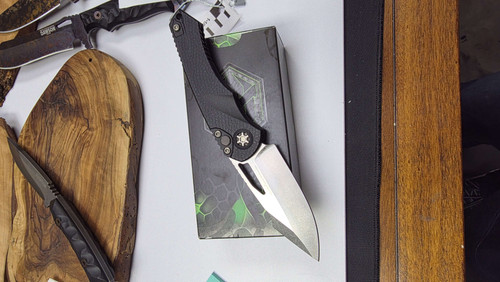 Heretic Knives Mini Pariah Auto SE--Stonewash Black Handle H052-2A