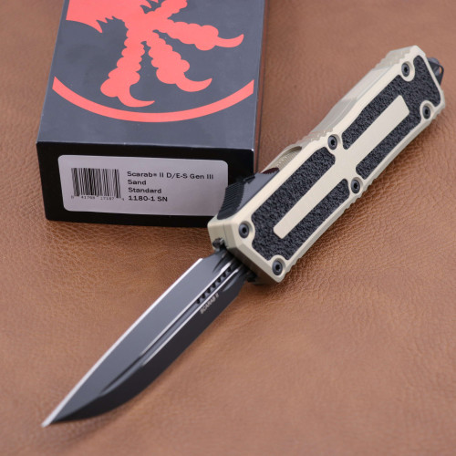Microtech Scarab II Gen III Double Edge Black Blade Sand Finish Handle 1180-1SN 1180-1SN.