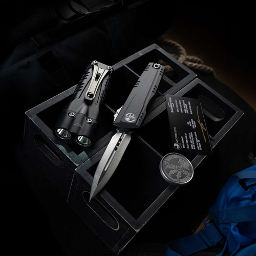 Microtech / Surefire Luminary D/E - Stiletto Pro II Collaboration Zero Blade Tolerance Stonewash Standard 1270-10SET 1270-10SET.