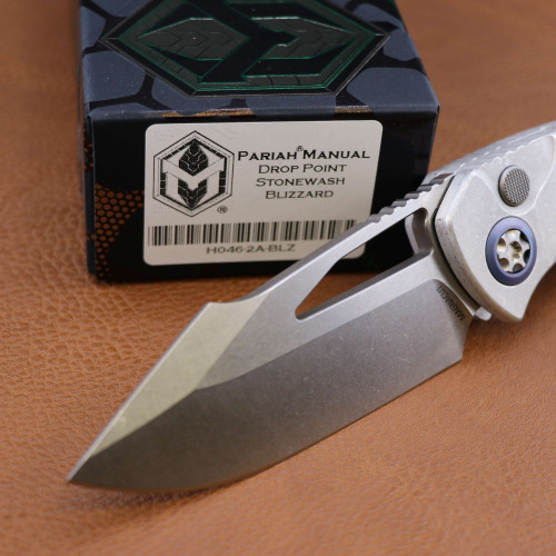 Heretic Knives Pariah Manual Stonewash Standard Blizzard worn Chassis Drop Point H046-2A-BLZ H046-2A-BLZ. Heretic Knives Pariah Manual Stonewash Standard Blizzard worn Chassis Drop Point H046-2A-BLZ H046-2A-BLZ.