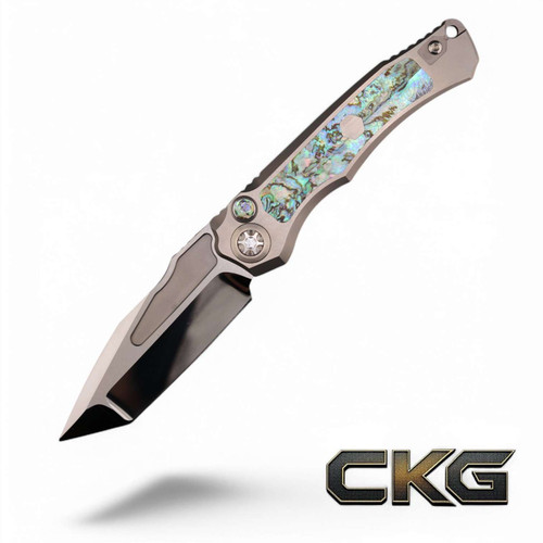 Heretic Knives Wraith V4 Custom High Polish Tanto Abalone Inlays SN 009 WraithV4Custom009