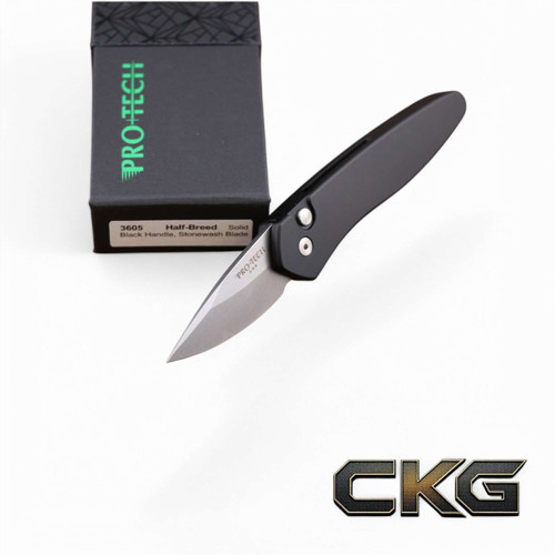 ProTech Half-Breed 2" Auto Knife Sprint Blade Newport Handle Black 3605.