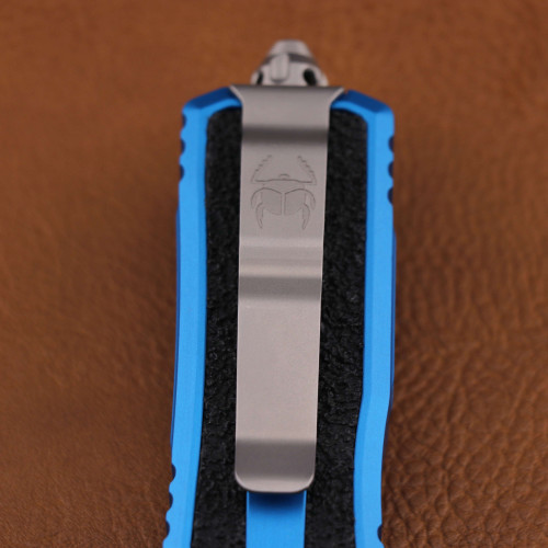 Microtech Scarab II Gen III Double Edge Full Serrate Stonewash Blue Handle 1280-12BL