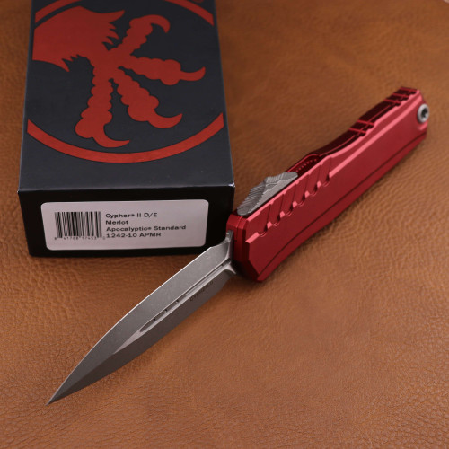 Microtech Cypher II Double Edge Apocalyptic Standard Merlot 1242-10APMR.