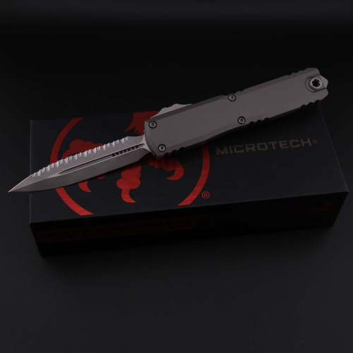 Microtech Ultratech Gen III ZBP Double Edge Apocalyptic Full Serrate Natural Clear 1122-12APNC.