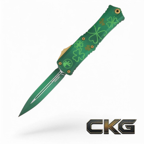 MICROTECH KNIVES HERA II MINI DOUBLE EDGE ST. PATRICKS DAY GREEN 1702M-1SPDGRS