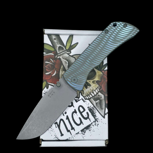 McNees Knives Mac 2 3.5" Drop Point Swerve Green Blue SIMS1T2243