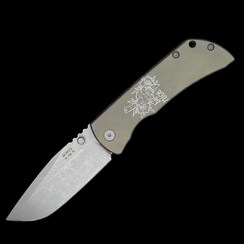 McNees Knives Mac 2 3.5" Drop Point Be Nice Green / Bronze SIMS1T2215
