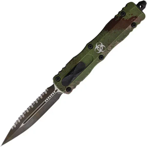 MICROTECH KNIVES DIRAC DELTA DOUBLE EDGE FULL SERRATE OUTBREAK SIGNATURE SERIES 227-3OBDS