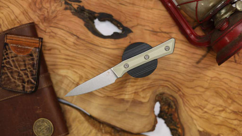 MICROTECH 3.5" PAIRING KNIFE STONEWASH STANDARD IVORY G-10 3500-10IV