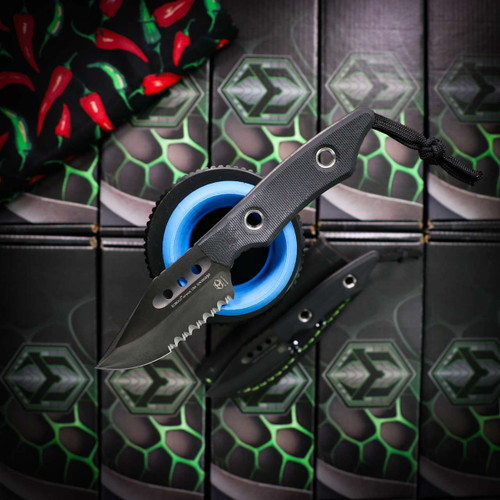 Heretic Knives Kobold Bowie Dlc Serrated Black G10 Handle Scales. H065-6B-BLK_G10