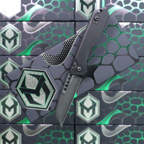 Heretic Knives Jinn Auto Warncliffe Hand Ground Dlc Aluminum Chassis With Machined Pocket Clip & Black Hardware. Prototype H036-6A-HGPROTO