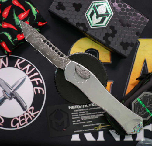Heretic Knives Hydra V4 Tanto Vegas Forge San Mai Damascus Stainless Steel Chassis Blade Show West BSW25-003