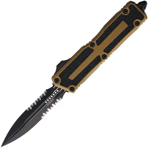 Microtech Scarab II Gen III D/E Black Part Serrate Tan 1280-2TA