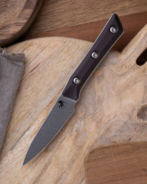 MICROTECH 3.5" PARING KNIFE STONEWASH STANDARD BLACK CHERRY G-10 01 3500-10BC