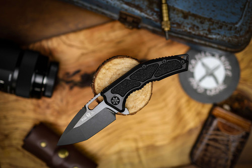 Heretic Knives Medusa Manual Tanto Black DLC, Black Handle H009-6A-T