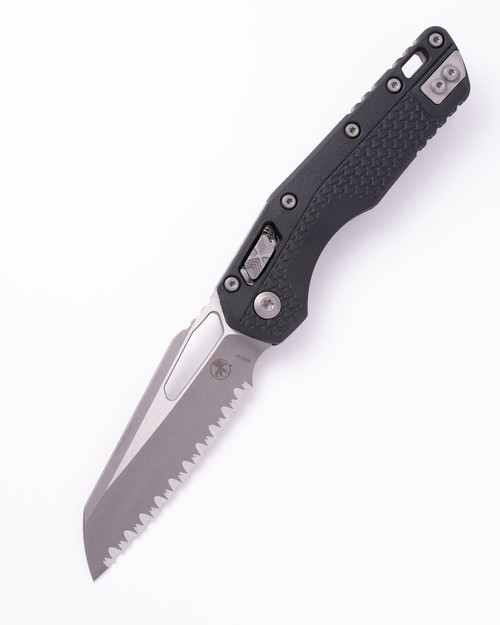 Microtech MSI Tri-Grip  Black Apocalyptic Partial Serrated 210T-12APPMBK 01