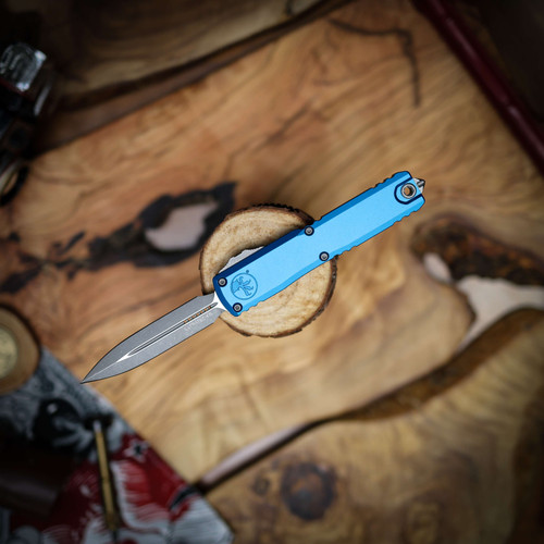 Microtech Ultratech Gen IV Apocalyptic Double Edge Blue Chassis 11224-10APBL