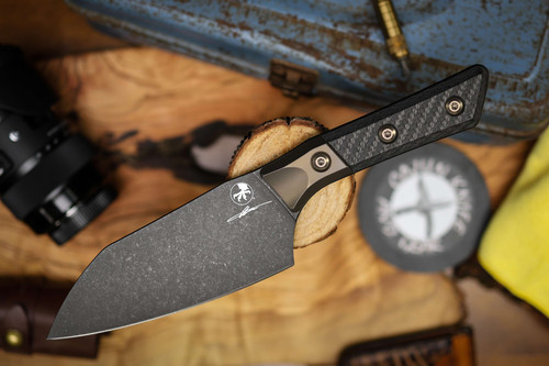 Microtech 6" Santoku Knife DLC Stonewash Bronze Titanium Bolster Carbon Fiber 3200B-1DLCCFS