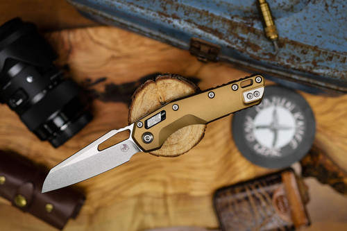 Microtech MSI Stonewash Standard Aluminium Slab Side Tan 210-10TA