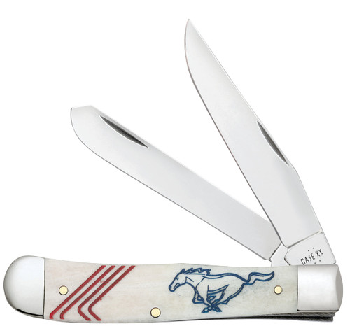 CASE FORD MUSTANG EMBELLISHED SMOOTH NATURAL BONE TRAPPER GIFT SET