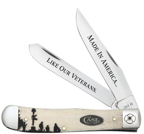 CASE VETERANS DAY COMMEMORATIVE SMOOTH NATURAL BONE TRAPPER GIFT SET