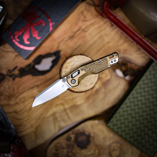 Microtech MSI Mini Ram-Lok Stonewash Standard Frag Aluminum Tan 210M-10FRTA