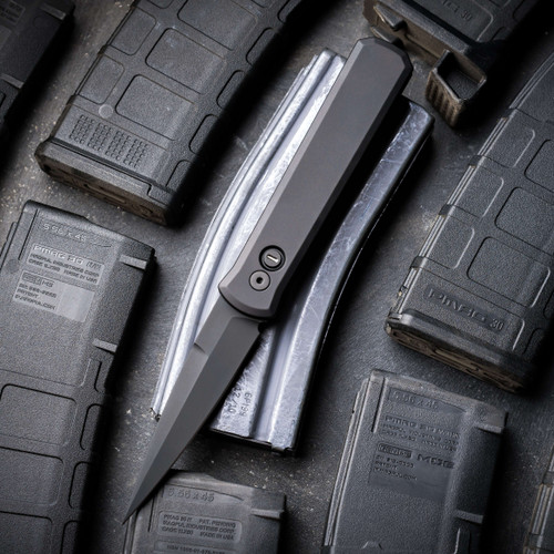 Pro-Tech Godfather Operator Automatic Knife – 4" Black 154CM Blade, Solid Black Handle, Tritium Push Button, Deep Carry Clip 921 OPERATOR