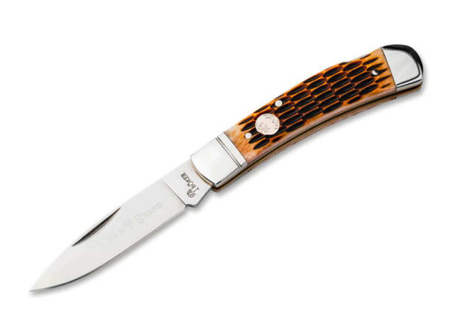 BOKER TREEBRAND LOCKBACK AMBER JIGGED BONE