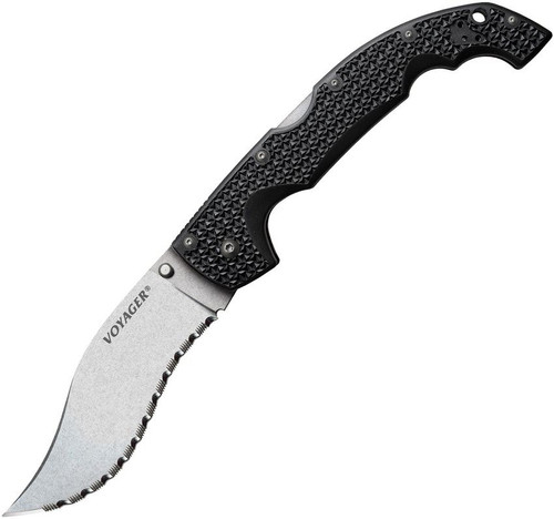 COLD STEEL VOYAGER XL VAQUERO / 5.5" SERRATED BLADE / 12.25" OVERALL / 4MM THICK / AUS10A / 6.75" HANDLE