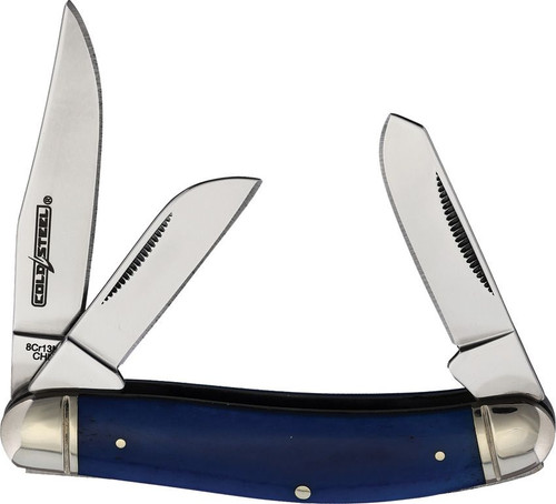 COLD STEEL GENTLEMAN'S STOCKMAN / 3.75" CLOSED / 3 BLADES (2.5"-2.1"-2") / 8CR13MOV / BLUE BONE / BLISTER