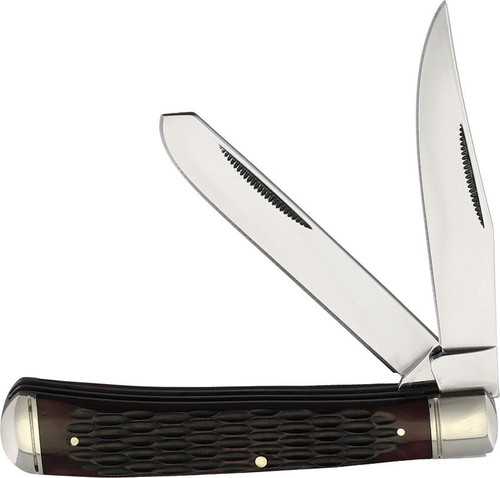 COLD STEEL TRAPPER KNIFE / 4.125" CLOSED / 2 BLADES (BOTH 3.3") / 8CR13MOV / JIGGED BONE / BLISTER PACK