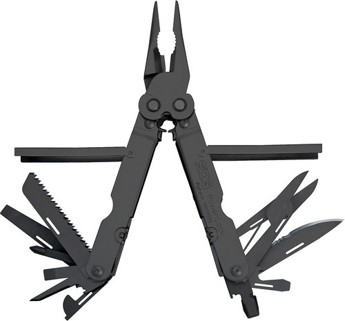 SOG POWERLOCK W/ SCISSORS / NYLON SHEATH / BLACK OXIDE / CLAM PACK