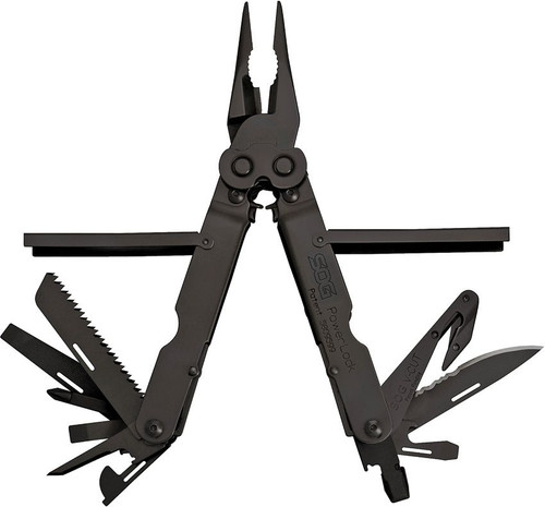 SOG POWERLOCK W/ V-CUTTER / NYLON SHEATH / BLACK OXIDE / CLAM PACK