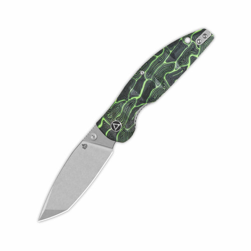 QSP Turtle Punk 14C28N, stonewash, Handle: Black/Green G10 QS158-C1