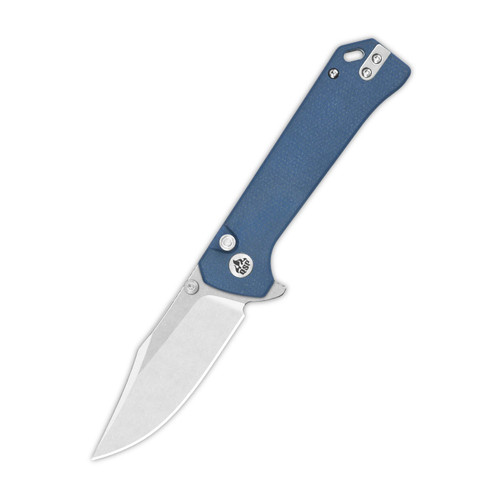 QSP Grebe Sandvik 14C28N, stonewash, Handle: Blue micarta