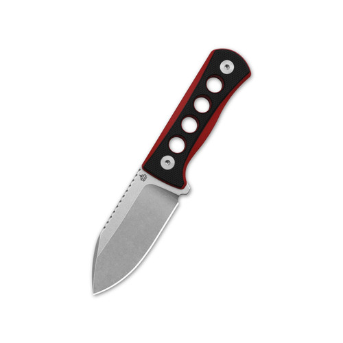QSP Canary Neck Knife Sandvik 14C28N, stonewash, Handle: Black/Red G10