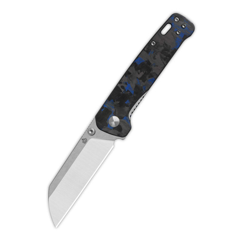 QSP Penguin V2 D2, 2 tone finish stonewash - satin, Handle: Blue shredded CF overlay G10