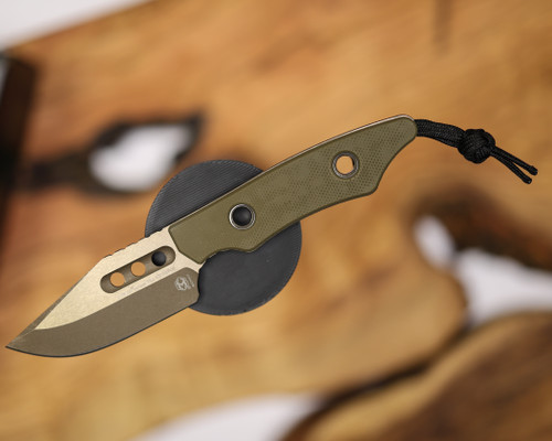 Heretic Knives Kobold Bowie BRONZE standard OD GREEN G10 handle scales.