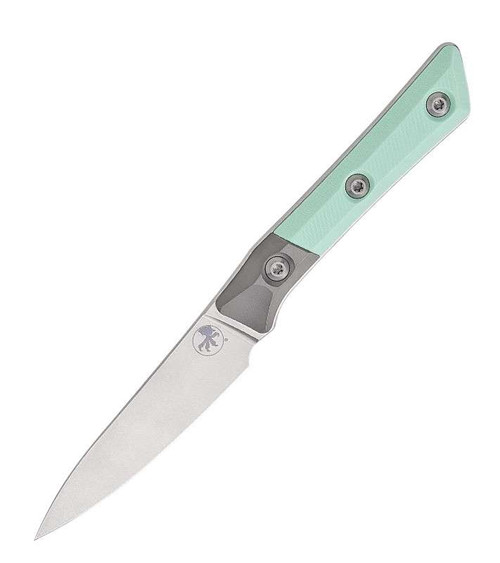 MICROTECH 3.5" PAIRING KNIFE STONEWASH STANDARD BEAD BLAST BOLSTER CARIBBEAN BLUE G-10 3500B-10CA