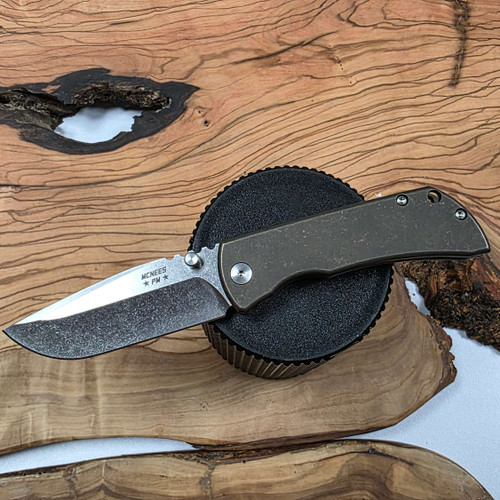 MCNEES KNIVES 3" PM MAC-2 (BRNZ-A), SATIN HARDWARE, SATIN STONEWASH BLADE SIMS1T2442